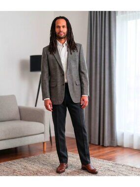 Orvis Mens 100% Silk Sport Coat Blazer Gray Textured (SKU#1199)